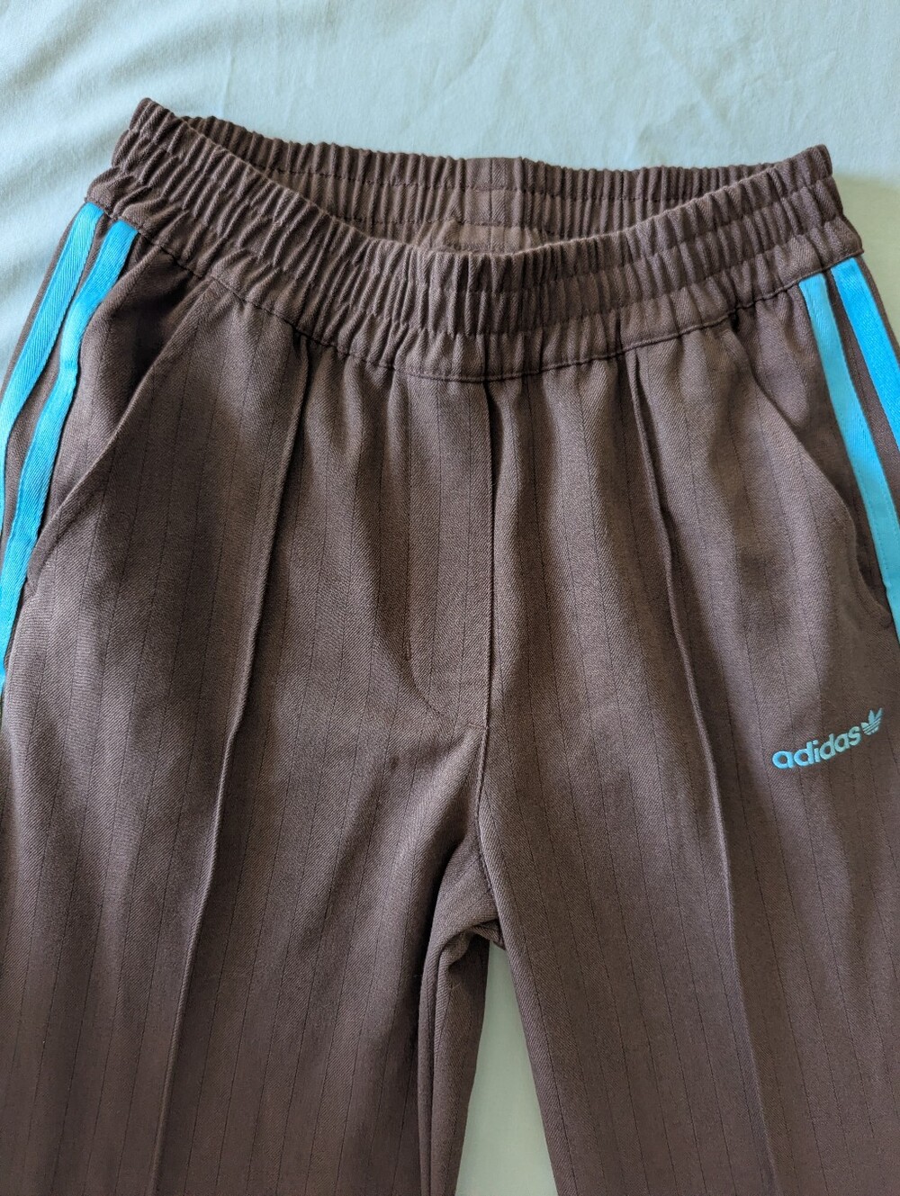 Adidas Originals Tailored Track Pants In Auburn With Blue Stripes - Picture 5 of 14